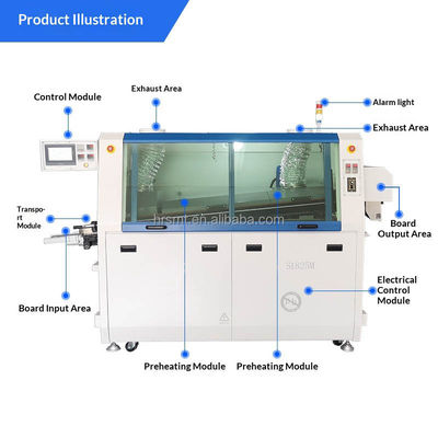 380 ولت 60 هرتز SMT مینی اتوماتیک دو موج PCB از طریق سوراخ دقیق موج جوش ماشین سرب آزاد با کنترل صفحه نمایش لمسی PLC
