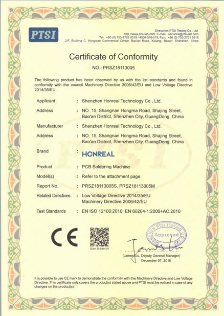 چین Shenzhen Honreal Technology Co.,Ltd گواهینامه ها